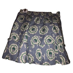 Vintage Baby Gap Girls Blue White Green Floral Linen Blend Skirt Sz 4xl 4y NWT